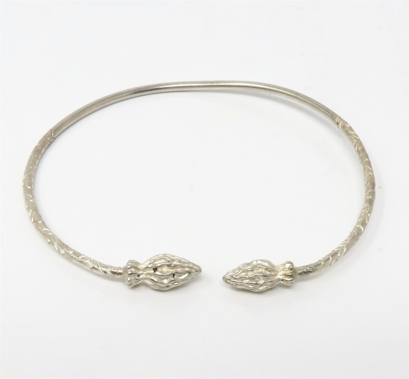 NYJEWEL Sterling Silver Seed Pod Cuff Bracelet Inner 7.25" 9.9g