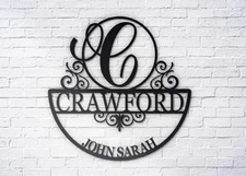 Personalized Last name Metal Sign, Custom Wedding Decor, Monogram Wall Art