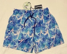 NEW Vilebrequin Men's  Size M , Blue Purple Paradise Leaf Print Swim Trunks