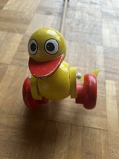 Cute Vintage Push Along Child’s Wooden Duck Toy Made In England