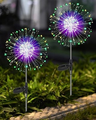 Solar Feuerwerk Lichter Gartenstecker 2er Set - Gartenbeleuchtung Solar 120 LED