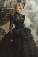 Retro Elegant Wedding Dress Long Sleeve High Neck Gothic Wedding Dress Lace