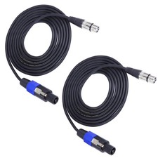 2 Pack 50 Feet Speakon to XLR Cable, Speakon Male to 3 Pin XLR Female Microph...
