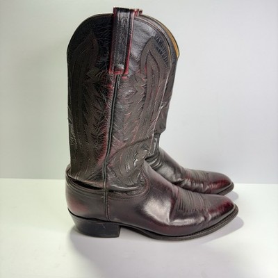 VTG Lucchese 2000 Black Cherry Cowboy Boots Kangaroo Men's Size 9.5EE