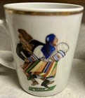 Set of 4 JAROLINA Poland Porcelain Coffee Tea Mugs Cups Polish Folk Dancers Gold — photo 4