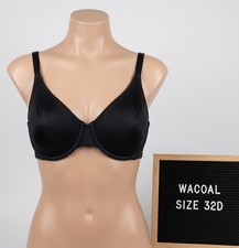 Wacoal 32D Basic Beauty Bra 65578 Black Unlined Underwire Full Figure