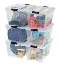 Stackable Plastic Storage Bins with Lids - BPA-Free, Made 54 Qt Clear 6 Pack