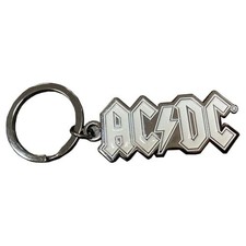 Image of AC/DC White Text Logo Keychain  Official Rock Band Merch