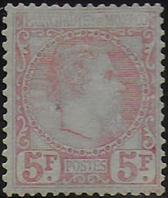 1885 Monaco Karl III. 5Fr. carmine 1v. MH Unified Nr. 10
