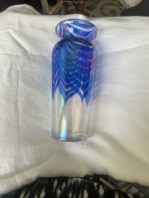 Tiffany-Style Vintage Royal Limited Crystal Blue White Vase Taiwan Roc