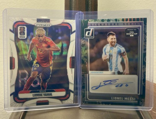 Panini Donruss Lionel Messi Auto 1/199 And Panini Prizm Lamine Yamal 17/20