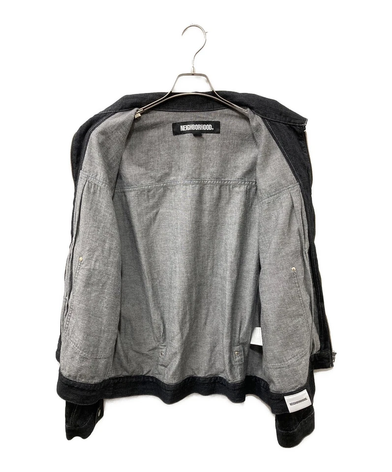 Chaqueta de mezclilla baja lavada NEIGHBORHOOD con cremallera talla: XL negra para hombre 251SPNH-JKM01 Foto 3 de 4