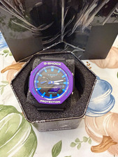 Casio G-SHOCK Analog-Digital Quartz Alarm Light World Time Black/Purple Box