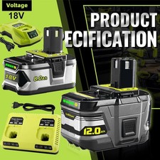 12.0Ah For RYOBI P108 18V One Plus High Capacity Battery 18 Volt Lithium-Ion 8Ah