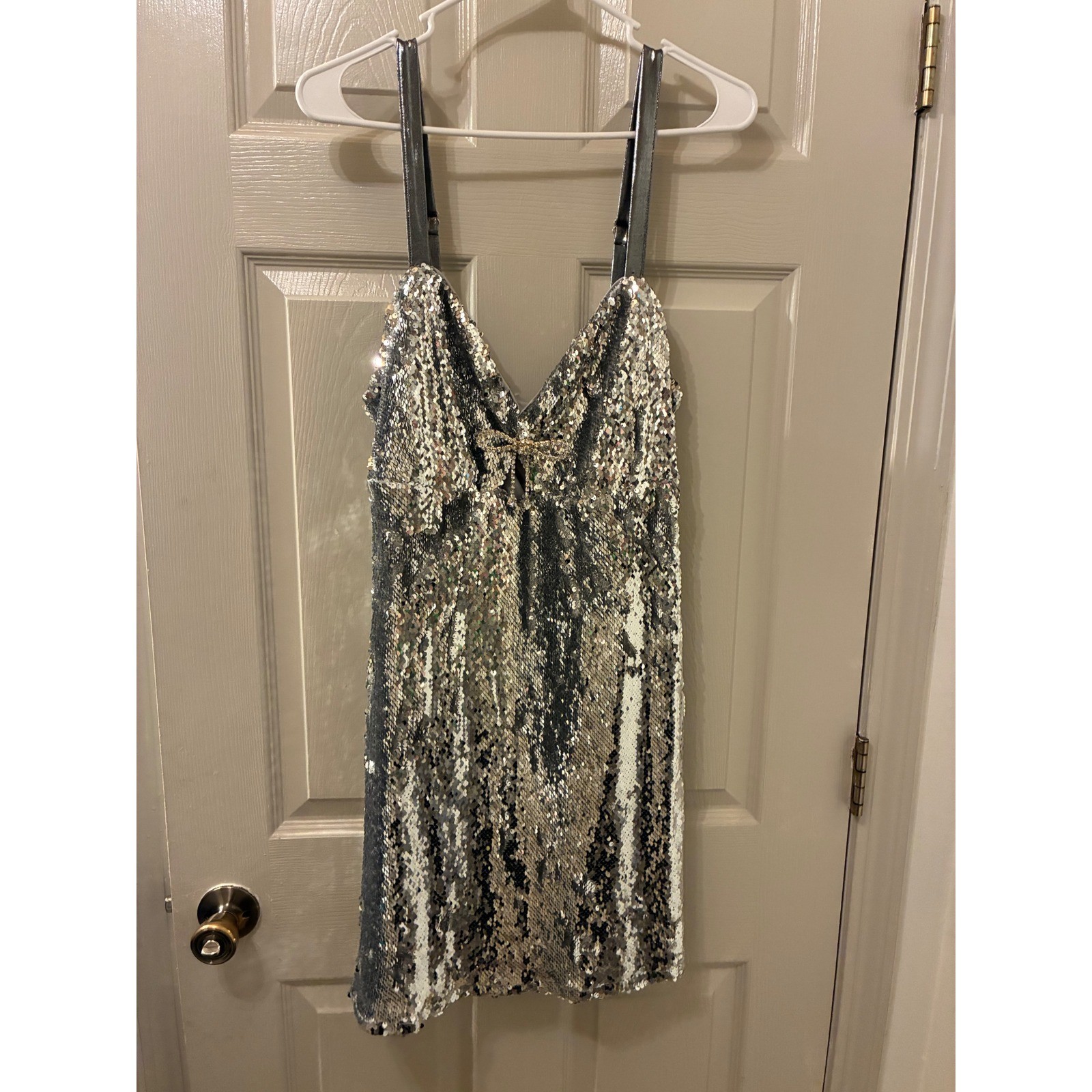 Johnny Wujek For Jcpenney Silver Sequin Mini Dress V-Neck Plus Size 1X Nwt