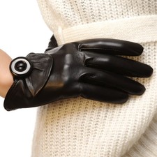 Ladies Woman Genuine Soft Nappa Leather Gloves W/ Ring Decor Low Cut On Sale L78