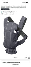 BabyBj rn Baby Carrier Mini 3D Mesh With Shoulder Straps - Anthracite 7-24 Lbs