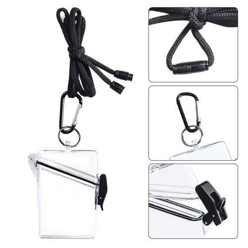 Estuche rígido protector de plástico con cordón con soporte transparente para tarjeta de identificación con insignia impermeable - Imagen 2 de 16