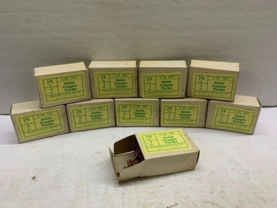 Tacks Copper VINTAGE 7/16'' Long Solid Sharp Points 10 box - 2oz Boxe in original
