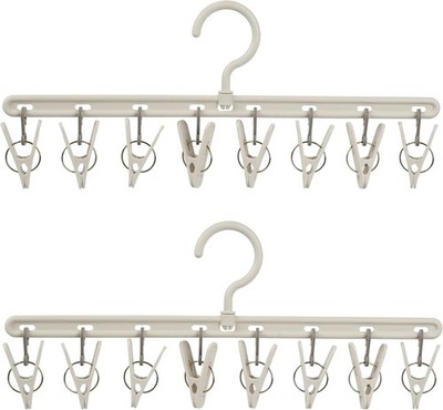 Clothes Hanger 2 Pack with 8 Clips,Clothes Drying Racks Windproof for Drying