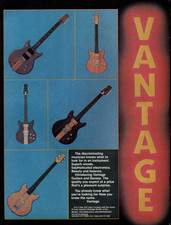 vtg 80's VANTAGE GUITAR & BASS 1980 MAGAZINE PRINT AD Double Cutaway Pinup Page