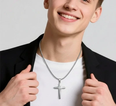 LA FERANI Colgante Plata Cruz con Collar 50cm Cadena Noble Colgante Cruz Mujer Hombre