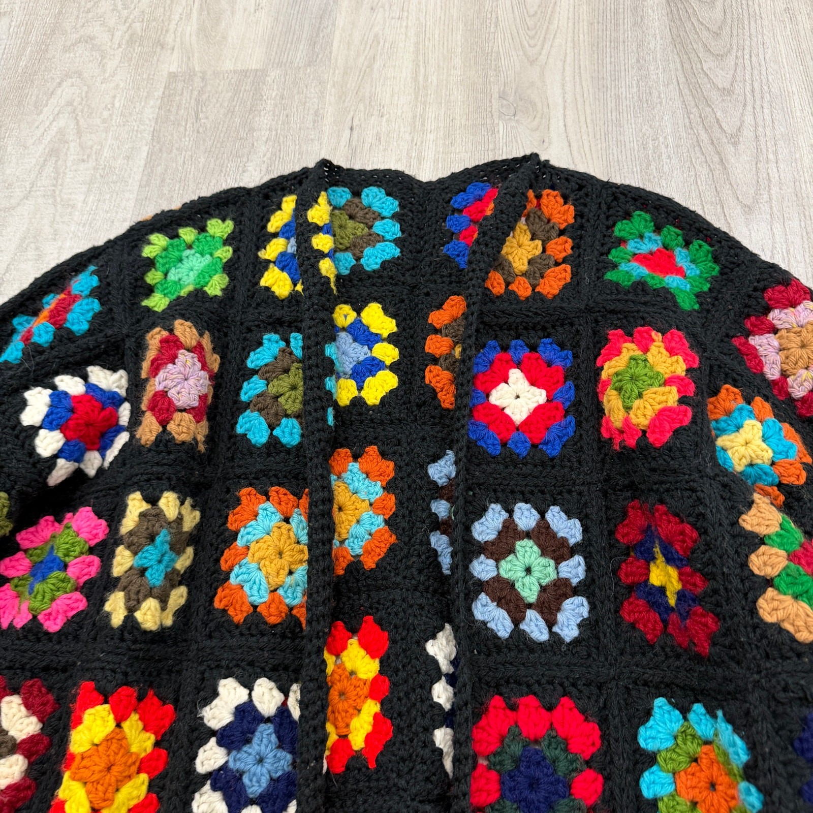 Vintage Crochet Granny Square Patchwork Floral Ca… - image 3