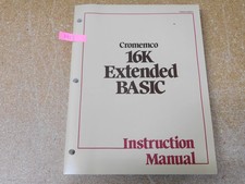 Cromemco 16K Extended Basic Vintage Computer Instruction Manual original 