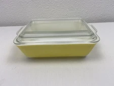 Vintage Pyrex Yellow #503 Refrigerator Dish 1-1/2 Quart w/Ribbed Lid #503-C
