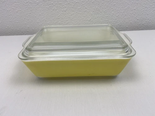 Vintage Pyrex Yellow #503 Refrigerator Dish 1-1/2 Quart w/Ribbed Lid #503-C