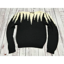 Vintage Epitomé Womens Angora Lambswool Black Cream Dripping Icicle Sweater L