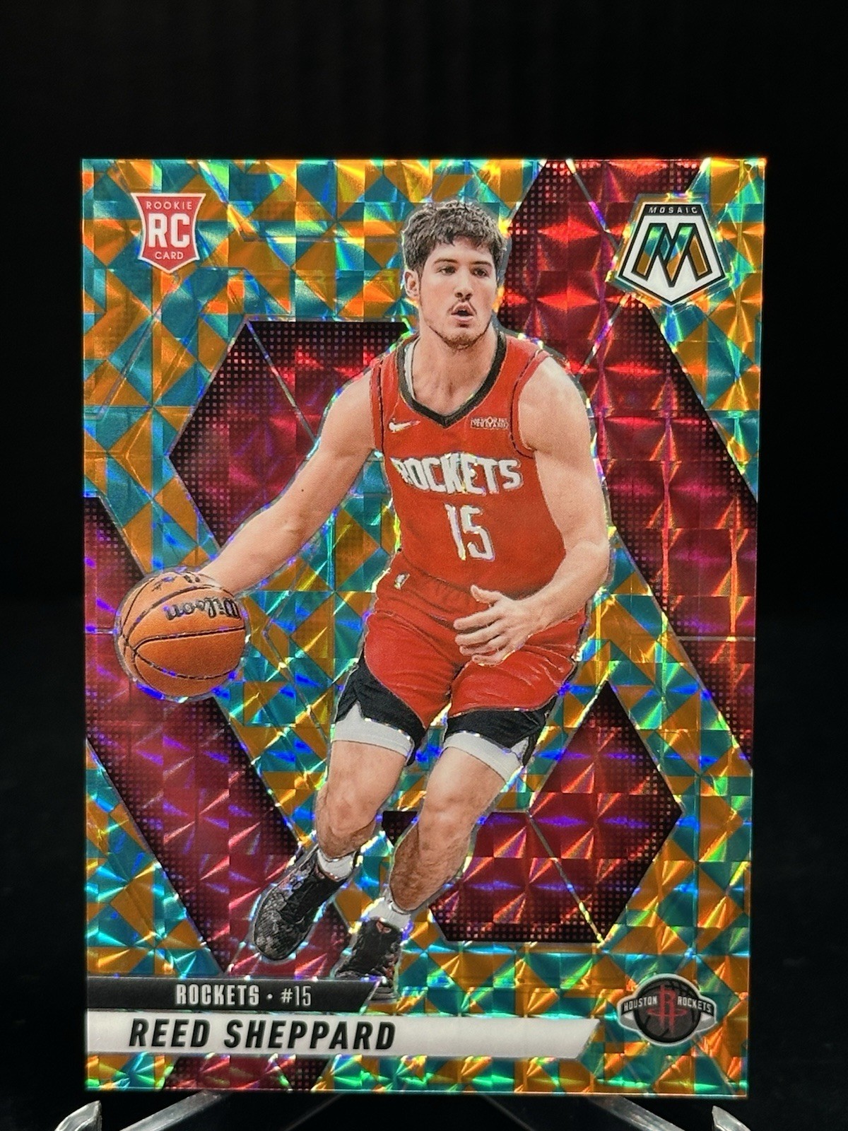 2024-25 Panini Mosaic REED SHEPPARD Rookie Tessellation /15 ROCKETS #249