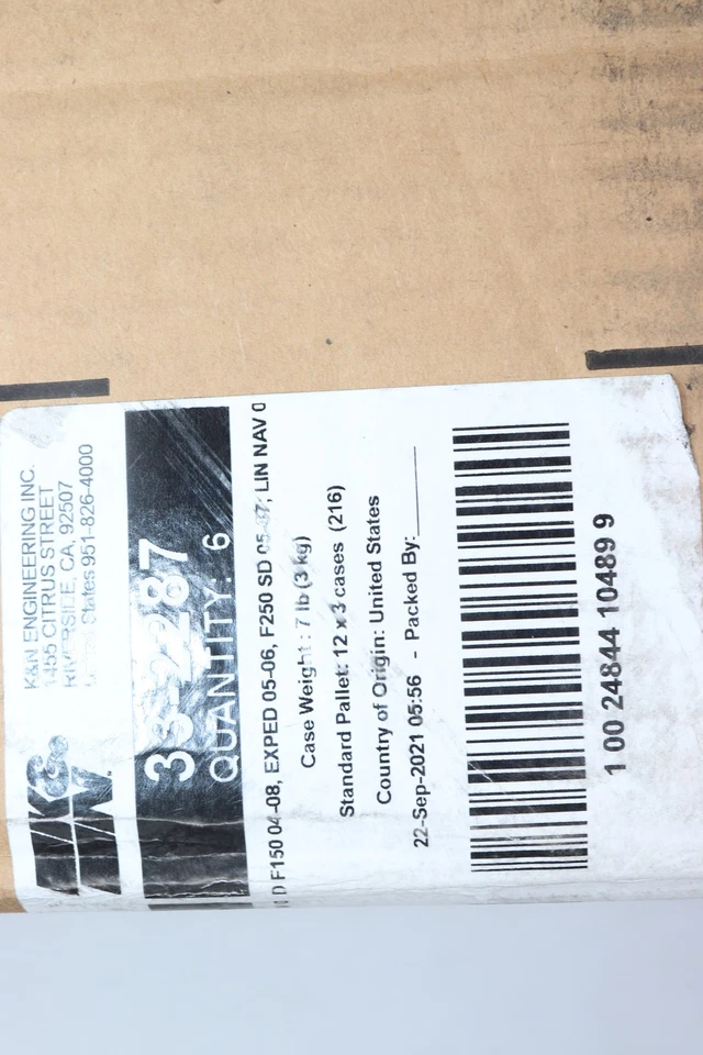 (6-Pk) Filtro de aire de repuesto K & N 33-2287 Foto 2 de 3