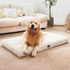 Extra Large Orthopedic Dog Crate Bed with Waterproof Lining Cream