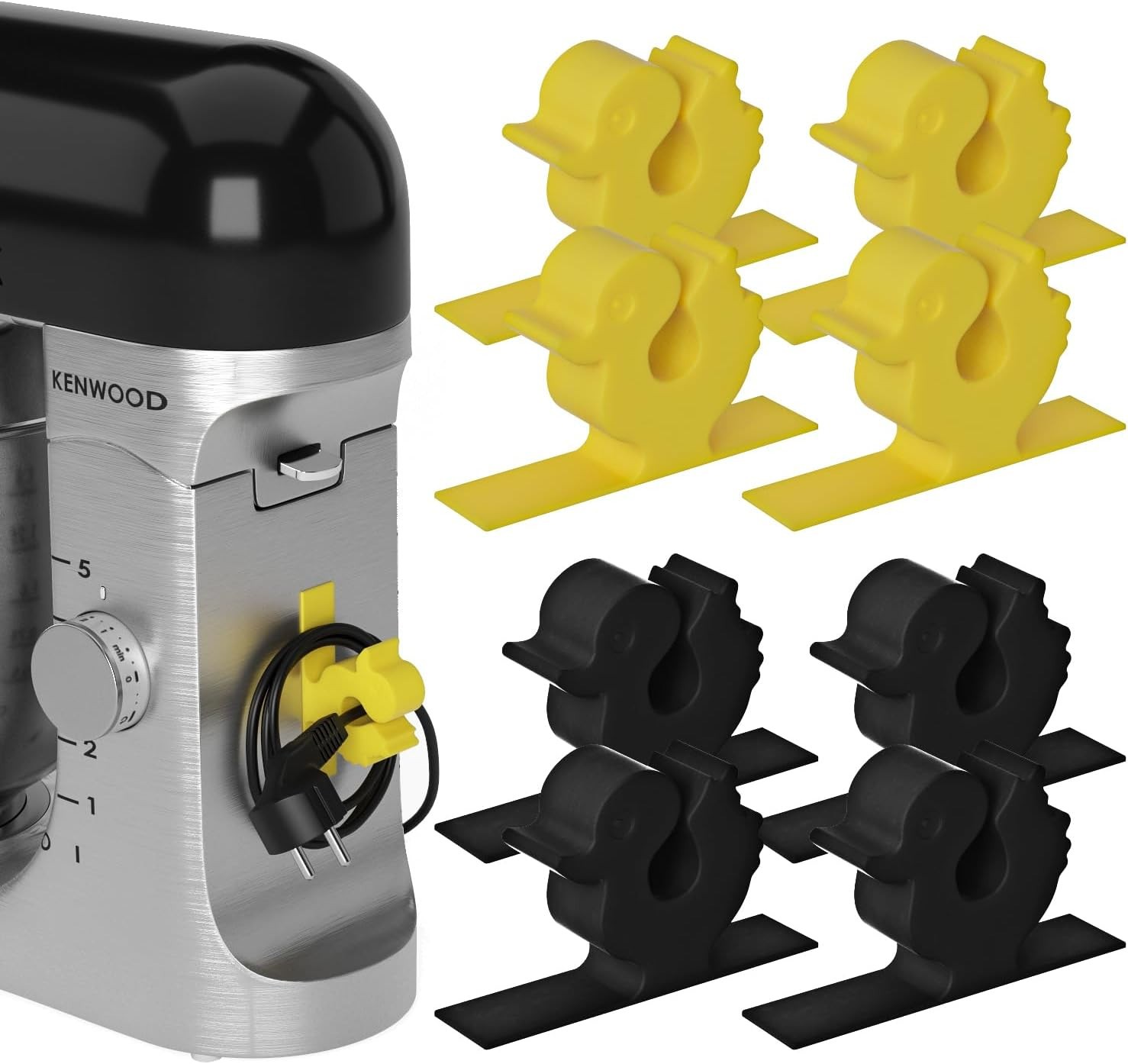 Cute Duck Shaped Cable Cord Wrapper Cord Organizer  4 Yellow 4 Black