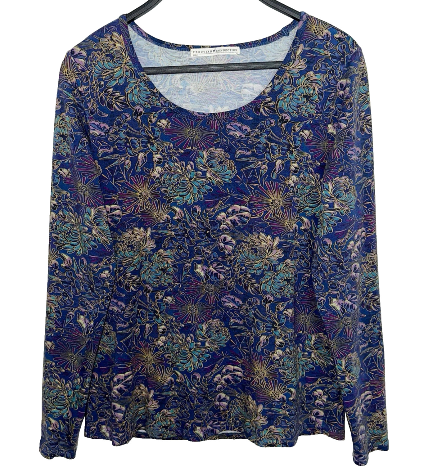 PERUVIAN CONNECTION Size Medium Pullover Top Purp… - image 1