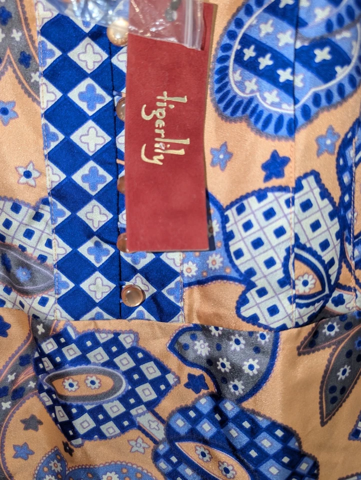 Tigerlily 100% Silk Camisole Adjustable Strap 6 Blue Orange RRP $129.95 Singlet - image 3 of 4