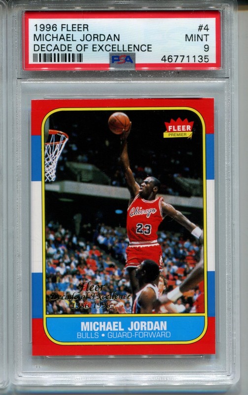 '96 Decade Michael Jordan 1986 Fleer Basketball Rookie Card Replicate PSA 9 MINT
