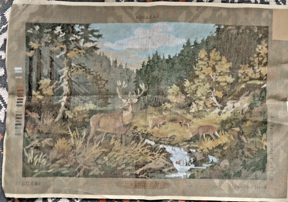 Royal Paris Needlepoint Canvas Deer Herd E.Paetz-Kalich 14605 Steiner Freres '77 - Image 2 of 4