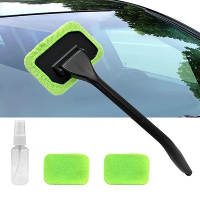 Car Windshield Cleaning Tool Car Window Cleaner with Microfiber Pads Long Handle