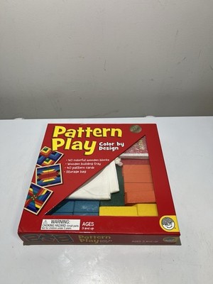 Pattern Play Color By Design MindWare Wooden Puzzle Set Blocks Cards School Kids