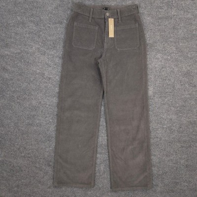 J Crew Pants Womens 23 Gray Sailor Slim Wide Stretch Corduroy Patch Pockets NEW