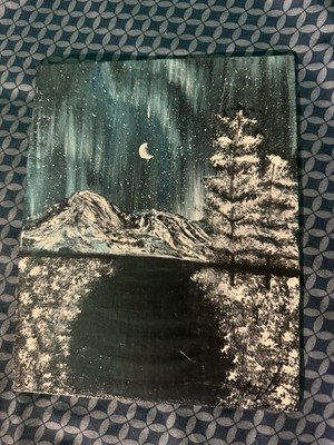 Aurora Borealis Northern Lights Acrylic Painting On Canvas Artwork Landscape