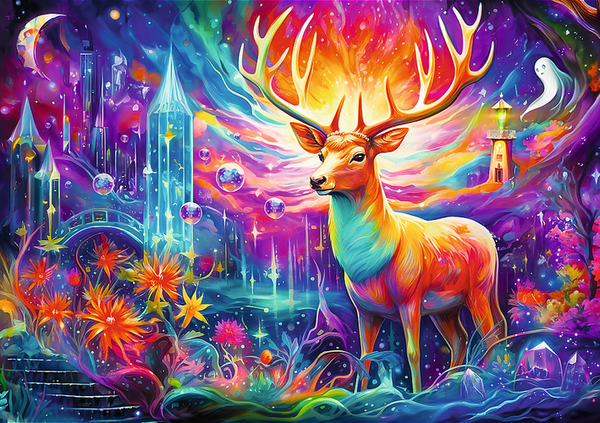 Puzzle (1000 T.) Traumlandschaften Mystischer Hirsch (Trefl Puzzle) Neu/Ovp-image