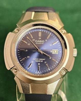 Casio Silver Watch with New Blue Leather Band Model MTP-3036