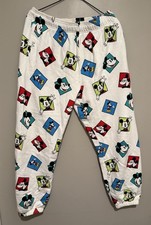 Disney Mickey  Co. Sweatpants Joggers Mickey Mouse White Size Large Drawstring