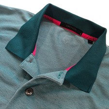 Greyson Polo Shirt Mens Large Short Sleeve Aqua Green Teal Pima Cotton Golf Wolf