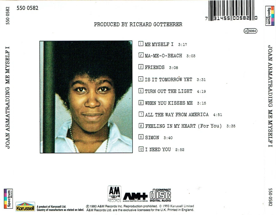 (CD) Joan Armatrading - Me Myself I - All The Way From America, u.a. - Bild 2 von 2