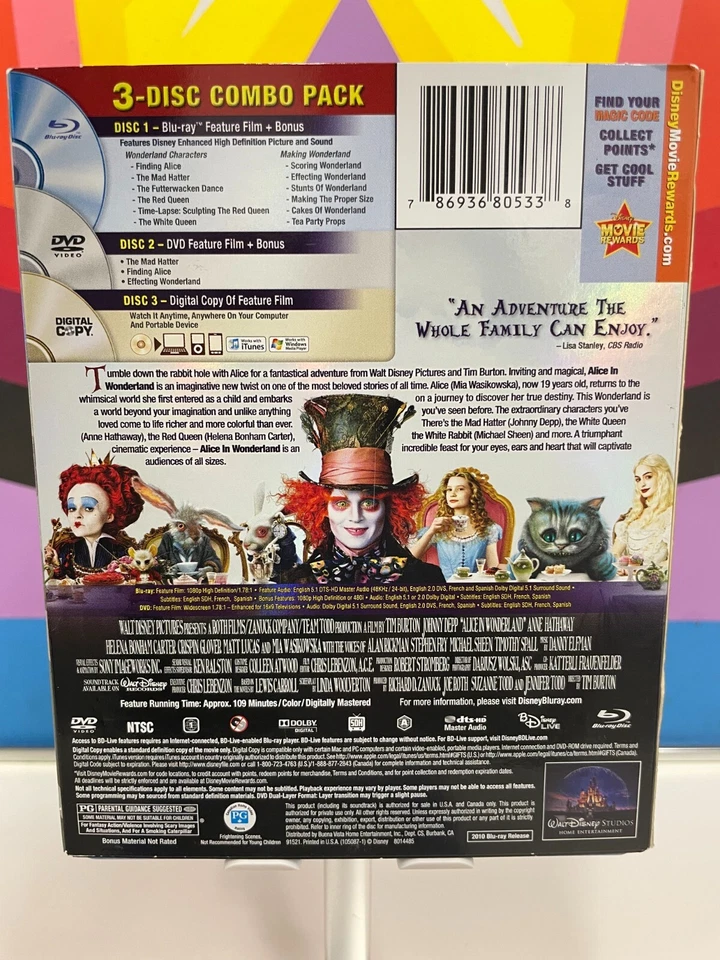 Alice in Wonderland (Blu-ray/DVD, 2010, Best Buy Exclusive) Character cards - Image 2 of 2