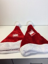 Christmas Santa Hats Set of 2 Red with White Ball and Trim Size Large